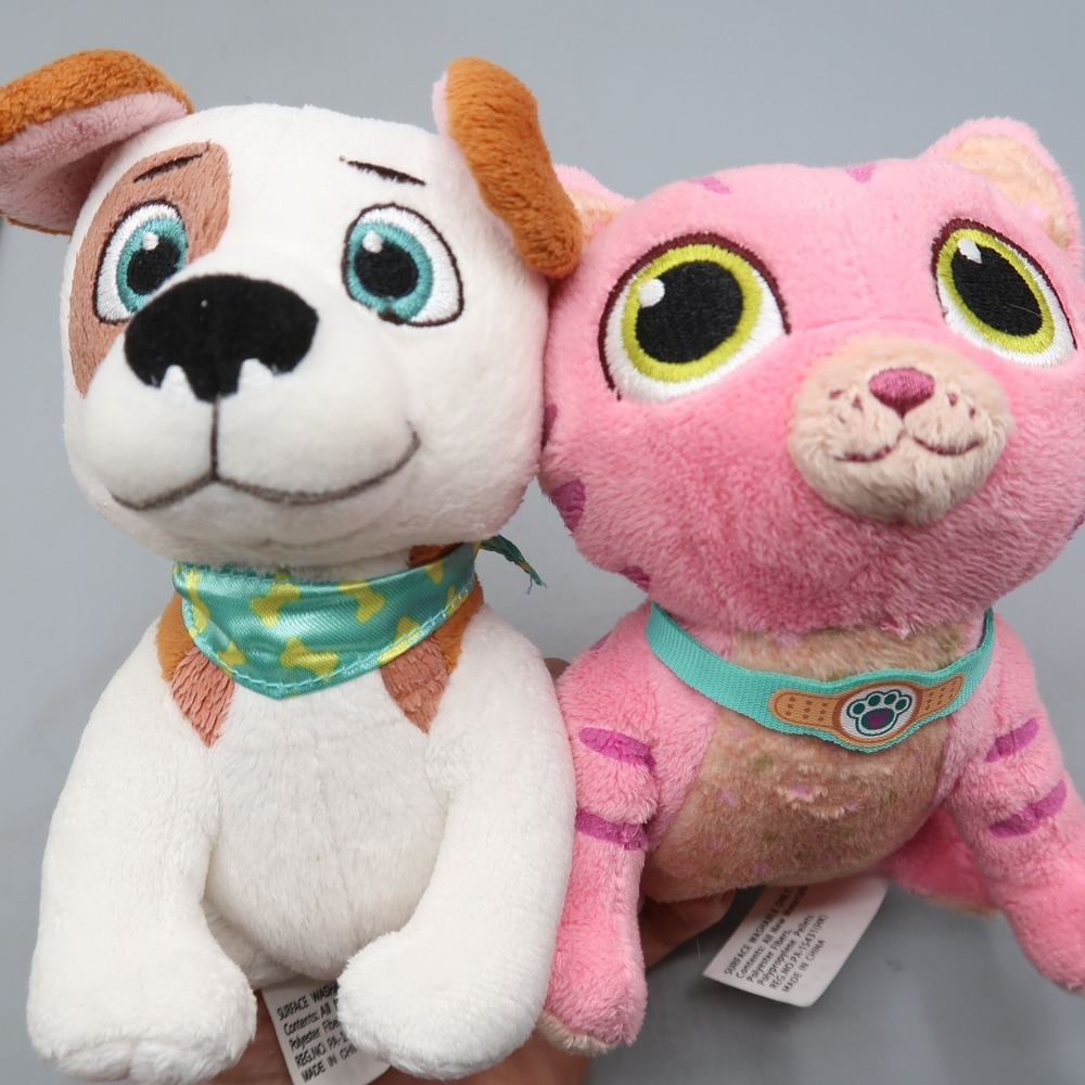 Disney Doc McStuffins Animal Plush Toy Olive Dog Puppy & Whispers Pink Cat lot
